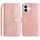 Per iPhone 16 Custodia in pelle a forma di S con doppia piegatura (oro rosa)