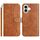 Per iPhone 16 Custodia in pelle a forma di S con doppia piegatura (marrone)