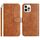 Per iPhone 12 Pro Max Custodia in pelle a forma di S a doppia piega (marrone) Per iPhone 12 Pro Max Custodia in pelle a forma di S a doppia piega (marrone)