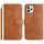 Per iPhone 11 Pro Custodia in pelle a forma di S a doppia piega (marrone)