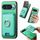 Per Google Pixel 9a Retro Cross Leather Ring Vertical Insert Card Bag MagSafe Custodia per telefono (verde)