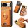 Per Google Pixel 8a Retro Cross Leather Ring Vertical Insert Card Bag MagSafe Custodia per telefono (giallo)
