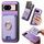 Per Google Pixel 8 Retro Cross Leather Ring Vertical Insert Card Bag MagSafe Custodia per telefono (viola)