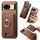 Per Google Pixel 8 Retro Cross Leather Ring Vertical Insert Card Bag MagSafe Custodia per telefono (marrone)