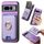 Per Google Pixel 7 Pro Retro Cross Leather Ring Vertical Insert Card Bag MagSafe Custodia per telefono (viola)