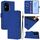 Custodia in pelle tinta unita per Honor 400 con cordino (blu scuro)