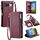 Per Google Pixel 10 / 10 Pro Custodia per telefono con cerniera con slot multi-scheda e cuciture in pelle (rosso vino)