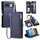 Per Google Pixel 10/10 Pro Custodia per telefono con cerniera con slot multi-scheda e cuciture in pelle (blu)