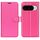 Custodia per telefono con flip orizzontale in pelle con texture litchi per Google Pixel 10/10 Pro e supporto (rosso rosa)