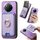 Per Honor X60 Pro 5G Retro Cross Leather Ring Vertical Insert Card Bag MagSafe Custodia per telefono (viola)