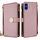 Per iPhone 16 Plus Custodia a tracolla in pelle con texture incrociata (oro rosa)
