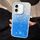 Per iPhone 16 Plus PC Lens Ring Gradient Shell Texture 3 in 1 Custodia per telefono (blu)