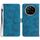 Custodia in pelle con motivo a rilievo floreale per Honor Magic7 (blu)