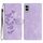 Per Samsung Galaxy S25 Edge 5G Custodia in pelle con motivo a farfalla e fiore (viola)