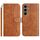 Per Samsung Galaxy S24 FE 5G Custodia in pelle a forma di S a doppia piega (marrone) Per Samsung Galaxy S24 FE 5G Custodia in pelle a forma di S a doppia piega (marrone)