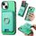 Per iPhone 14 Retro Cross Leather Card Bag MagSafe Custodia per telefono (verde) Per iPhone 14 Retro Cross Leather Card Bag MagSafe Custodia per telefono (verde)