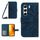 Custodia a libro in pelle con stampa a fiore di sole per Tecno Camon 40 Pro 5G con cordino (blu inchiostro)
