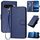 Per Google Pixel 10 / Pixel 10 Pro YX0070 Custodia per telefono in pelle con fibbia in fibra di carbonio e cordino (blu reale)