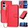 Per vivo V50 Lite 4G / 5G YX0070 Custodia in pelle con fibbia in fibra di carbonio con cordino (rosso)