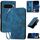 Per Google Pixel 10 Pro XL Custodia in pelle con motivo a farfalla in rilievo con cordino (blu scuro)