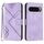 Per Google Pixel 10 Pro XL Custodia per telefono in pelle con motivo a linee (viola chiaro)