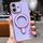 Per iPhone 16 Plus Custodia per telefono con supporto in metallo elettroplaccato a tinta unita (viola chiaro)
