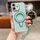 Per iPhone 16 Custodia per telefono con supporto in metallo elettroplaccato a tinta unita con cordino (verde chiaro)