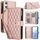 Per Sony Xperia 10 VI YM016 Rhombic Zipper Card Wallet Custodia in pelle per telefono con cordino (oro rosa)