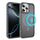 Per iPhone 16 Pro Max Custodia protettiva per obiettivo hardware MagSafe magnetica in TPU ibrida per PC (grigio)
