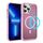 Per iPhone 13 Pro Custodia protettiva per obiettivo hardware MagSafe magnetica in TPU ibrida per PC (rosa)
