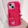 Per iPhone 15 Plus cinturino in pelle Love Holder Card Bag custodia per telefono (rosso rosa) Per iPhone 15 Plus cinturino in pelle Love Holder Card Bag custodia per telefono (rosso rosa)
