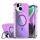 Per iPhone 13 Plating Gradient Discolor MagSafe Custodia per telefono con supporto (viola) Per iPhone 13 Plating Gradient Discolor MagSafe Custodia per telefono con supporto (viola)