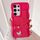 Per Samsung Galaxy S24 Ultra 5G Custodia per telefono con cinturino in pelle Love Holder Card Bag (rosso rosa)