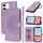 Per iPhone 11 Custodia per telefono in pelle con stampa goffrata a doppia piega (viola) Per iPhone 11 Custodia per telefono in pelle con stampa goffrata a doppia piega (viola)