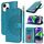 Per iPhone 14 Custodia per telefono in pelle con stampa a doppia piega (blu) Per iPhone 14 Custodia per telefono in pelle con stampa a doppia piega (blu)