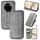 Per Realme 14 Pro+ Custodia per telefono in pelle magnetica pressata a griglia cubica (grigio) Per Realme 14 Pro+ Custodia per telefono in pelle magnetica pressata a griglia cubica (grigio)