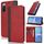 Per Sony Xperia 10 III Custodia per telefono in pelle con cuciture colorate e texture di vitello (rosso nero)