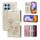 Custodia per cellulare in pelle PU con stampa in rilievo rosa per Honor X6a (oro) Custodia per cellulare in pelle PU con stampa in rilievo rosa per Honor X6a (oro)