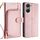Custodia per telefono in pelle con cerniera per vivo Y03 4G (oro rosa)