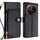 Custodia per telefono in pelle con cerniera per Realme GT5 Pro 5G (nera)