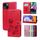 Custodia per cellulare in pelle PU con stampa rosa in rilievo per iPhone 15 Plus (rossa) Custodia per cellulare in pelle PU con stampa rosa in rilievo per iPhone 15 Plus (rossa)