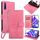 Custodia per telefono in pelle goffrata albero e cervo per Honor 9X Pro (rosa) Custodia per telefono in pelle goffrata albero e cervo per Honor 9X Pro (rosa)