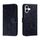 Custodia per cellulare in pelle con vibrazione in rilievo con fiori in pizzo per iPhone 16 (blu scuro)