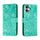 Custodia per telefono in pelle con vibrazione in rilievo con fiori in pizzo per iPhone 16 Plus (verde)