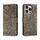Per iPhone 16 Pro Custodia per telefono in pelle con vibrazione in rilievo con fiori in pizzo (grigio)