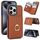Per iPhone 15 Pro Custodia per telefono con porta carte antifurto RFID (marrone) Per iPhone 15 Pro Custodia per telefono con porta carte antifurto RFID (marrone)