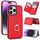 Per iPhone 14 Pro Custodia per telefono con porta carte antifurto RFID (rossa) Per iPhone 14 Pro Custodia per telefono con porta carte antifurto RFID (rossa)