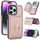 Per iPhone 14 Pro Max Custodia per telefono con porta carte antifurto RFID (oro rosa) Per iPhone 14 Pro Max Custodia per telefono con porta carte antifurto RFID (oro rosa)