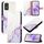 Per TCL 403 PT003 Custodia in pelle con motivo marmo (bianco viola)