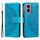 Per Motorola Moto G85 Custodia per cellulare in pelle con fiore totem goffrato con cordino (blu) Per Motorola Moto G85 Custodia per cellulare in pelle con fiore totem goffrato con cordino (blu)